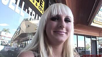 Blonde picks up bigtits babe for fun