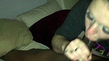 Hazelblaze eagerly takes a load, licking cum off a thick black shaft after.