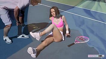 My tennis coach froze seeing my smooth pussy  