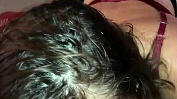 French Amateur Slut Rims and Blows in Satin Lingerie