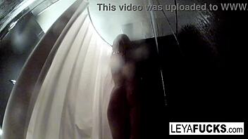 why does leya falcon film in shower?