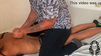 I give my horny stepsister a massage, enjoying her latina ebony ass and tits