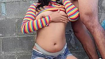 Epic Blowjob From Brunette In Long Striped Socks!