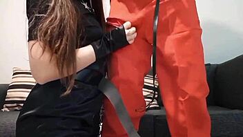 Petite teen in police costume with brother-in-law