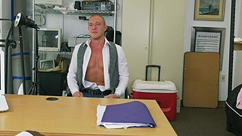 Russian stud gags on casting director's massive black cock hard