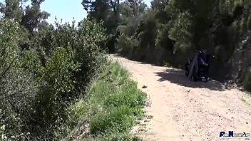 that little spanish mature babe rides and sucks cock in the mountains