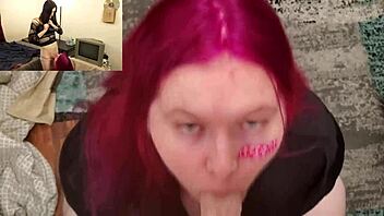 Bbw tranny Pinky cums from sucking big cock