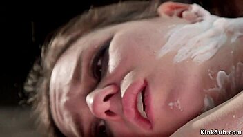 Brunette Trapped in Rubber Lingerie for Bondage Play.