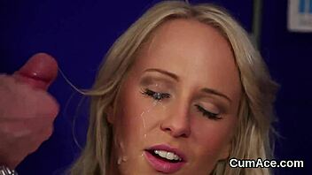 i'm a naughty stunner getting sperm on my face while sucking