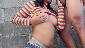 Epic Blowjob From Brunette In Long Striped Socks!