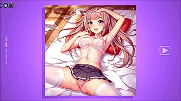 Beautiful hentai girl slowly undresses in a fantasy game for her friend