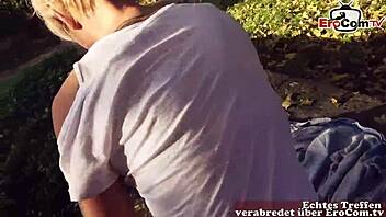 Outdoor pov sextreffen with tattooed blonde german milf, damn hot