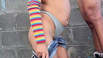 Epic Blowjob From Brunette In Long Striped Socks!