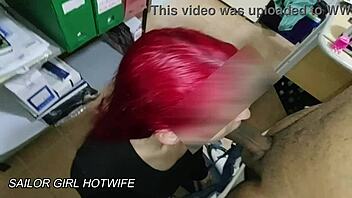 sailor girl hotwife gives blowjob at lunchtime