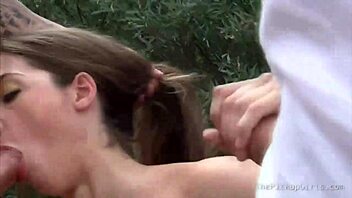 Teen sucks and rides two dicks hard.