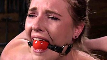 hogtied brunette with dildo