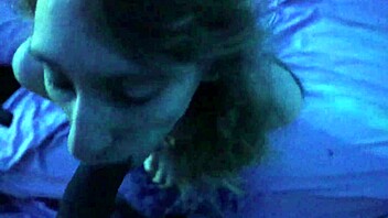 Sexy skinny brunette handles big black cock and swallows 😋💦