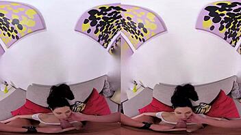 in this czech vr, the horny slut stops to suck my cock in lingerie