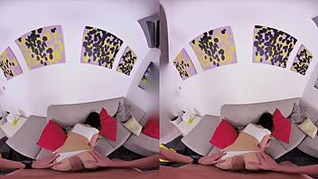 in this czech vr, the horny slut stops to suck my cock in lingerie