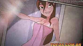 A sultry and animated brunette revels in the warmth of the sun