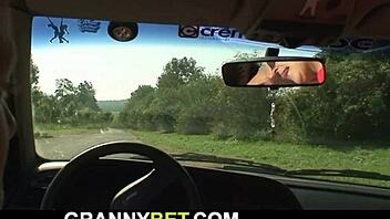 A 70-year-old blonde grandmother gets fucked on the side of the road