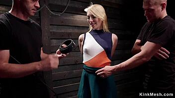 Masochistic blonde slave trained hard