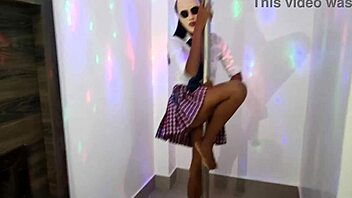 Petite student dances and shows wet pussy