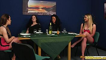 Femdom Chicks Sucking On CFNM Dick In Voyeur Scene