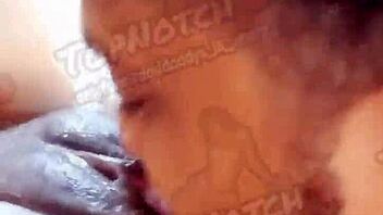 hot ebony babe's pussy gets pounded until dripping wet