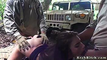 Sexy teen 18+ unleashes hardcore squirting in wild outdoor military action