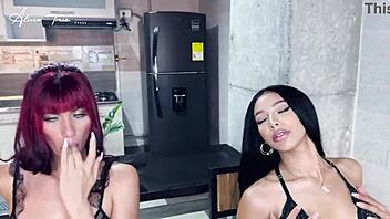 three latin women perform a show for an american man