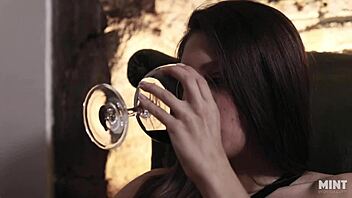 horny talia mint shows her full bush and feet