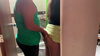 He licks my ass in the bathroom, thrilling risk