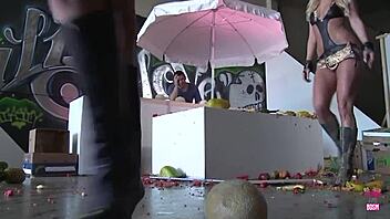 these hot women share a big cock while shopping around