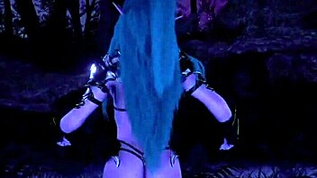 Tyrande gorgeous night elf feels joy dancing in moonlight