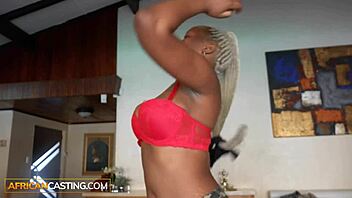 Thick Busty Ebony African Sucking and Fucking BWC in Homemade Casting Close-Up