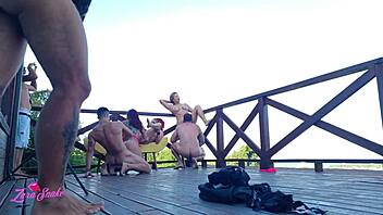 Sensual study session: Naughty deck action and steamy sister girls