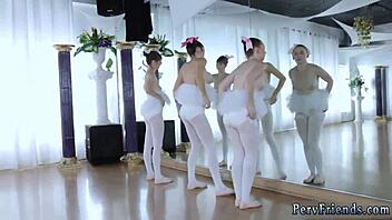 Wife and friends have fun playing ballerinas and giving each other pleasure