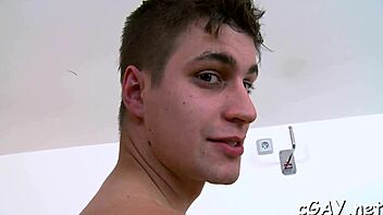 Sedate gay hunk provides enthusiastic oral before intense anal intercourse