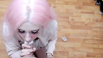 Young Teen Babe Licks Cock Covered With Whipped Cream For Sweet Oral Fun