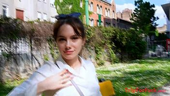 naughty 18yo cat in costume gets a wild interracial creampie surprise.