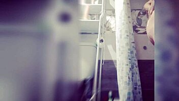 Massaging my hairy cock in the shower leads to massive toy insertion