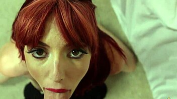 Redhead Lauren Phillips gives a blowjob and gets fucked in a point of view shot
