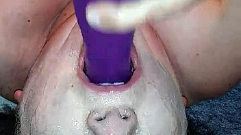 messy dildo play with toys in throat 😜