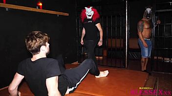 Threesome fucking hard in jail