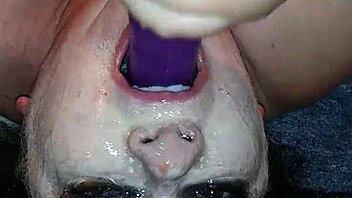 messy dildo play with toys in throat 😜
