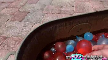 Hot blonde stepsister fucks rough in pool