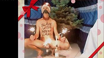 Gay man's Christmas surprise: Sparkling penis cage and urethral toy