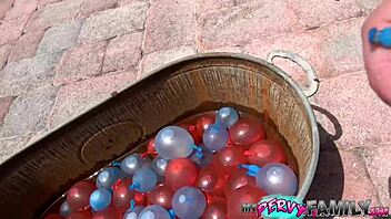 Hot blonde stepsister fucks rough in pool