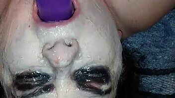 messy dildo play with toys in throat 😜